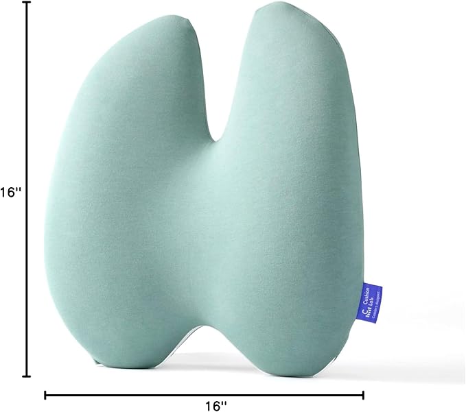 C CUSHION LAB Extra Dense Lumbar Pillow - Patented Ergonomic Multi-Region Firm Back Support for Lower Back Pain Relief - Lumbar Support Cushion with Strap for Office Chair, Car, Sofa - Wellness Green