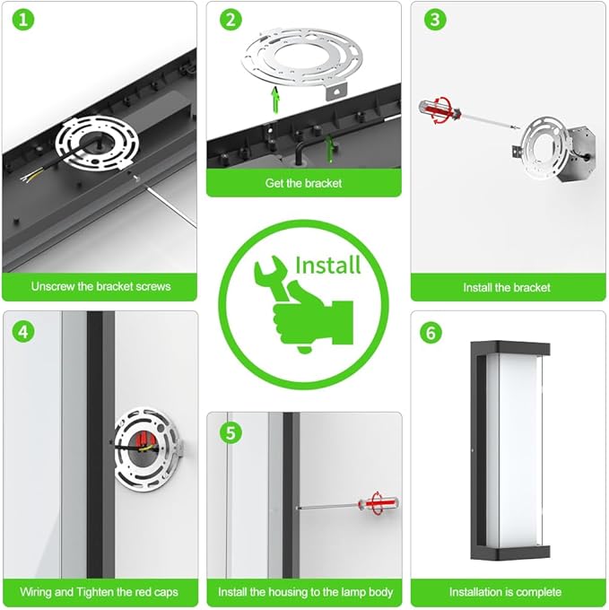 Sytmhoe 10%-100% Dimming LED Modern Outdoor Wall Light, 16in 6000K Dimmable Porch & Patio Wall Light Fixture,Black Aluminum&Dual PC Wall Lights Suitable for Garage Living Room Courtyard House(6000K)