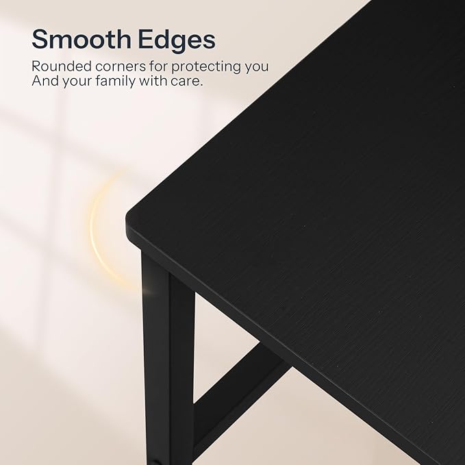 HOOBRO Kitchen Chairs Set of 2, Wooden Dining Room Chairs with Metal Frame, Dining Chairs with Back, Easy to Assemble, Farmhouse Dining Chairs for Kitchen, Living Room, Black BB39CD01