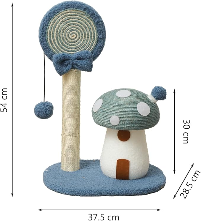 Doggie&Kittie Cat Scratching Post Cute Kitten Scratching Board Kitty Toys Mushroom Lollipop Cat Scratcher Furniture Cat Climber Climbing Tower for Indoor Cats Sisal Material (Green)