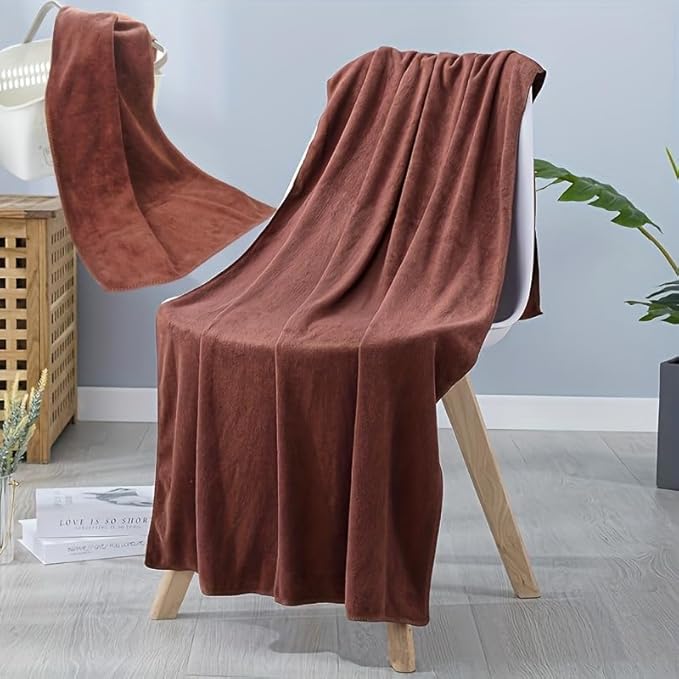 2pcs/Set, Bath Towel and Dry Hair Towel, Lightweight and Absorbent, Suitable for Home, Travel, Camping (Purple)