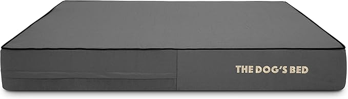 The Dog’s Bed Orthopedic Memory Foam Dog Bed, Large Grey & Black 40x25, Waterproof, Supportive Dog Bed with Replaceable Covers, Veterinary Approved