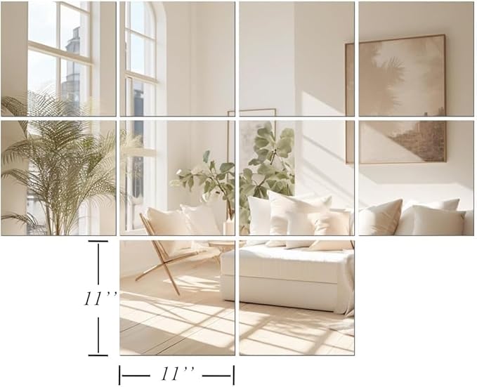 Vlush Full Length Wall Mirrors 11'' x 11'' x 10PCS Home Gym Full Body Mirror Full Length Mirror Wall Mounted Mirrors Decorative for Home Gym, Door, Bedroom & Bathroom