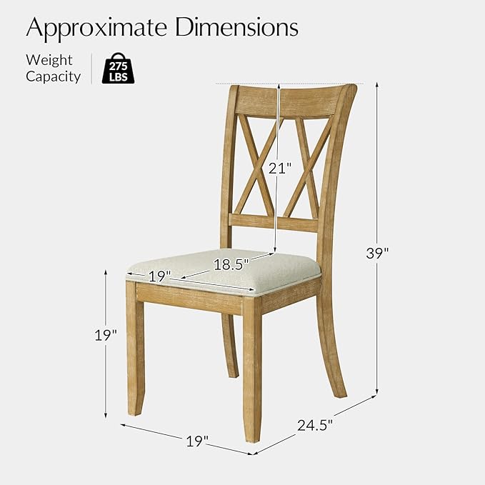 Wood Dining Chairs Set of 4, Modern Farmhouse Kitchen Dining Room Chair, Upholstered Dinner Chair with Back Wood Legs for Restaura, Cofe and Hotel Natural