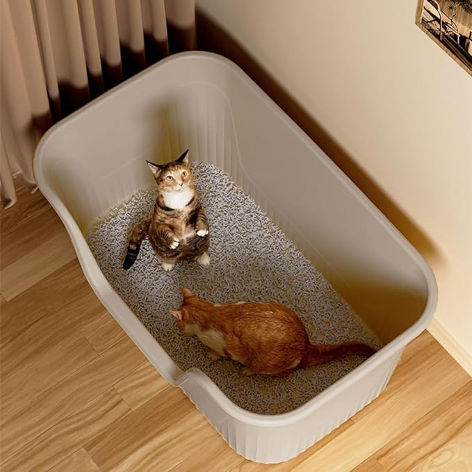 Vealind Extra Large Cat Litter Box 31''×21''×16'', Jumbo Litter Box for Big Cats or Multiple Cats, High Sided Litter Pan, Leak-Proof & Anti-Splashing, Easy Clean & Durable (Grey)