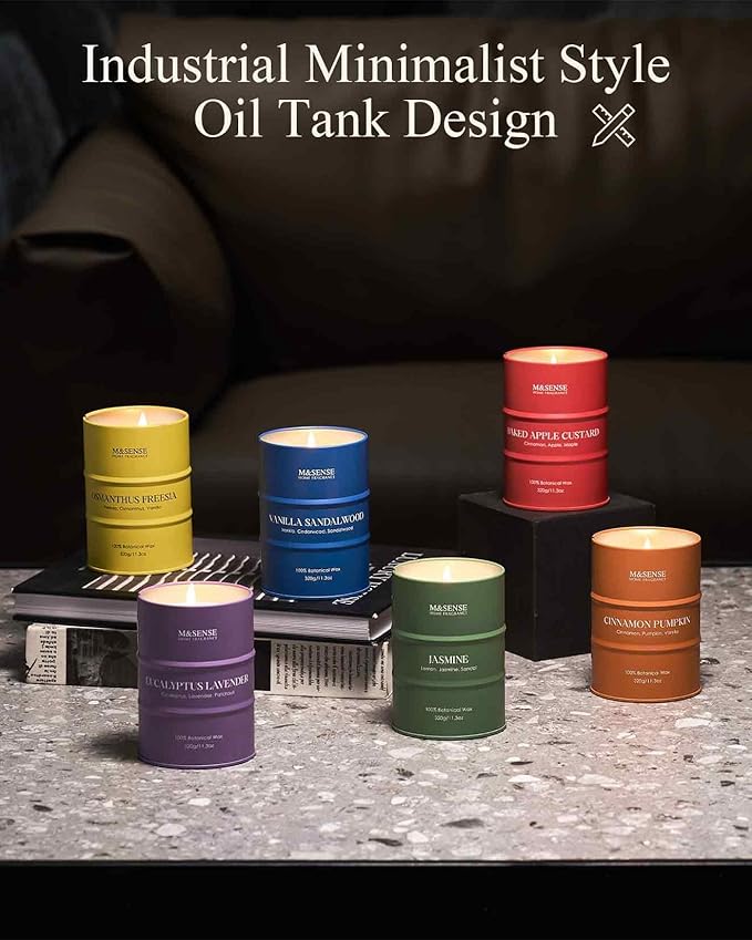 M&SENSE Cinnamon Pumpkin Scented Candles Large,Christmas Soy Candles,21.2oz 120 Hour Slow Burning,Aromatherapy Candle for Stress Relief Meditation Relaxing,Christmas Decor