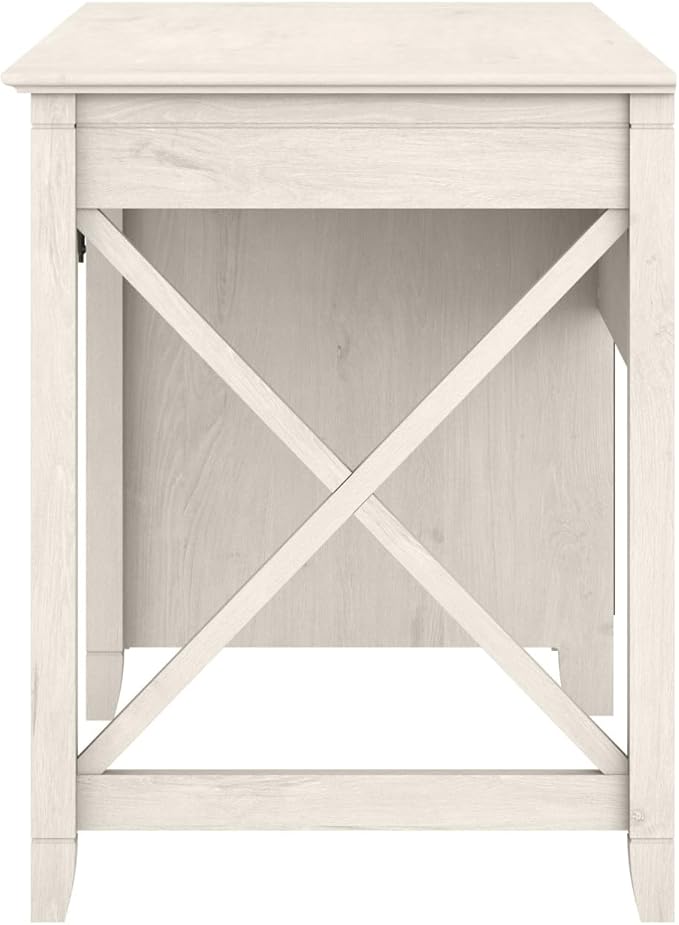 Bush Furniture Key West Computer Desk with Storage | Farmhouse PC Table for Home Office in Linen White Oak | 54W x 24D