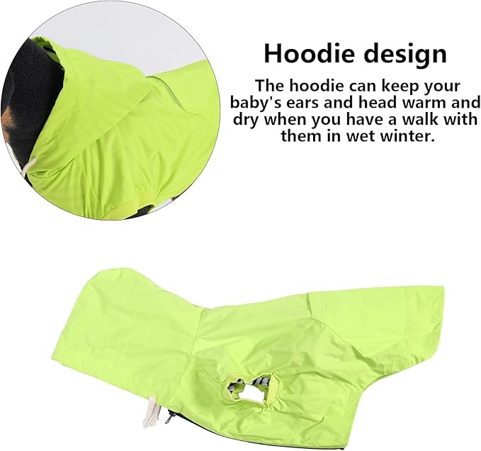 Dog Raincoat rain Jacket Dogs Waterproof fit for Small Medium Breeds Zipper Closure Pocket Storage in Cold Day - Light Green - M
