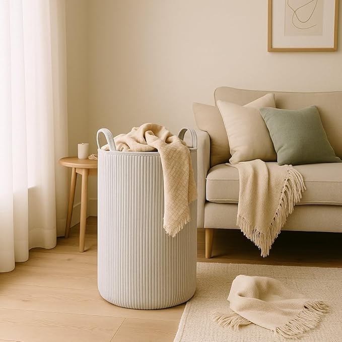 PUTSKA Laundry Basket Hamper – Blanket Basket for organizing, Décor and Toys, Clothes Hamper – Perfect for Baby and Kids Room, Nursery, Bedroom, Bathroom, Living Room – Extra large, Grey