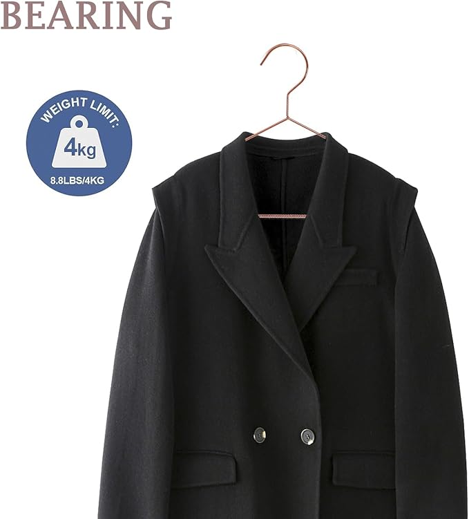 Rose Gold Adult Metal Wire Clothes Hangers, 16.5" Metal Hangers for Clothes Strong Hangers, 60 Pack Space Saving for Coat Suit Bridal Boutique Dress Closet Dorm Clothing Rack