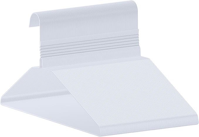 Wire Metal Hangers Bulk 100 Pack, Clothes Hangers Heavy Duty for Coats, Suits, Shirts, Pants, Skirts, Space Saving, Non Slip, Ultra Thin, 16 Inch, White