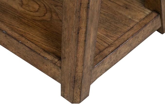 Liberty Furniture Carolina Park Octagonal End Table for Living Room - Amber Brown Oak
