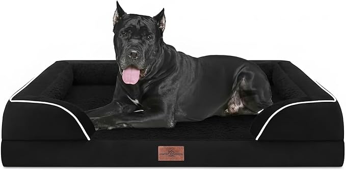 Comfort Expression XXL Orthopedic Dog Bed for Extra Large Dogs, Waterproof Orthopedic Foam Dog Beds, Washable Dogs Sofa Beds with Removable Cover & Non-Slip Bottom(XX-Large,Grey)