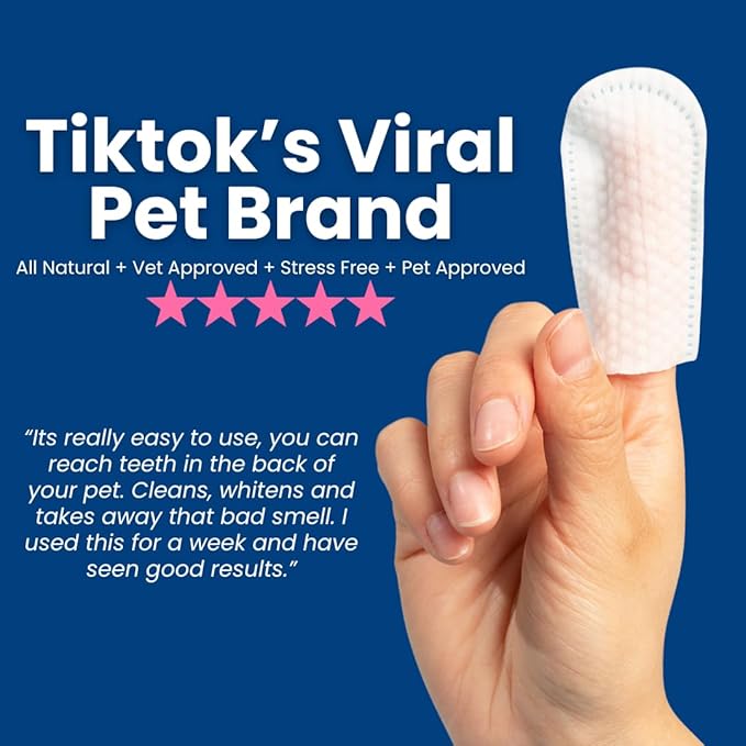 Dr. Paws: Pet Dental Finger Wipes - Natural Ingredients, Easy to Use Dog Teeth Cleaning Wipes for Effective Dog Teeth Cleaning - Ideal Dog Dental Wipes for Optimal Oral Hygiene