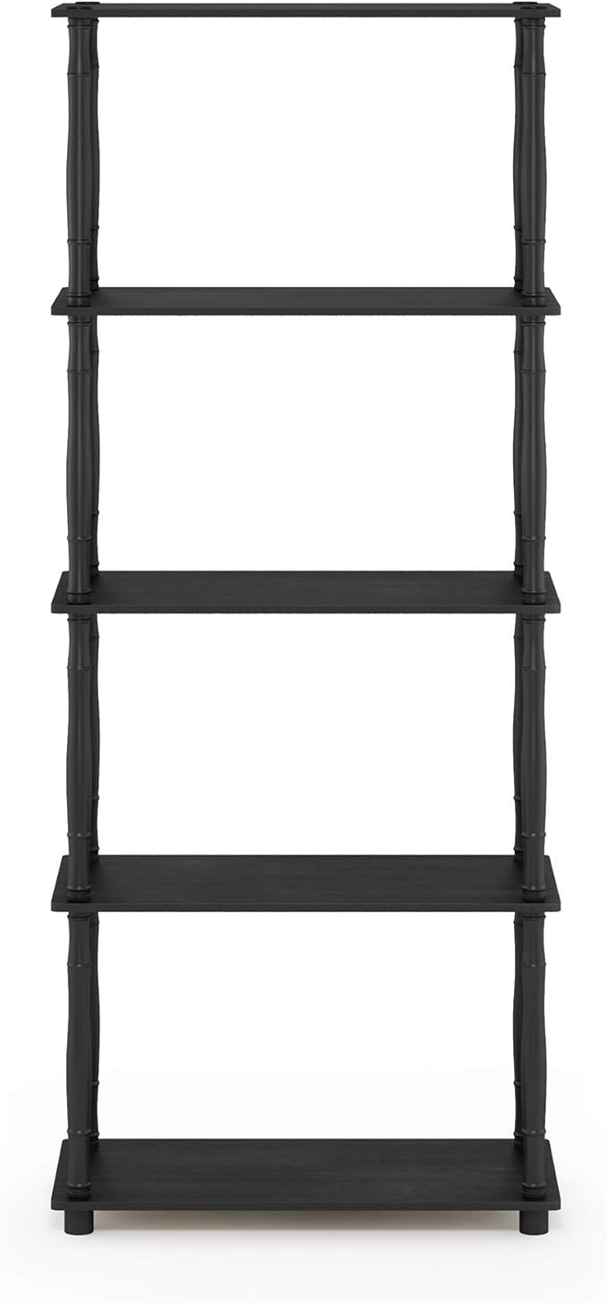 Furinno Turn-N-Tube 5-Tier Multipurpose Shelf / Display Rack / Storage Shelf / Bookshelf, Classic Tubes, Americano/Black