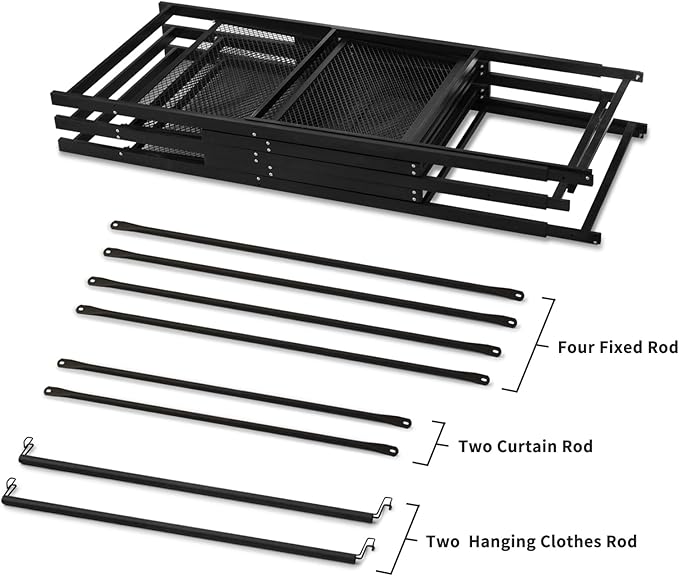 Portable Closet Rack Heavy-Duty Foldable Garment Racks with Cover 1200lbs Enclosed Wardrobe Closet with Independent Area for Hanging Clothes Storaging of Bedding (51in*20in*67in)