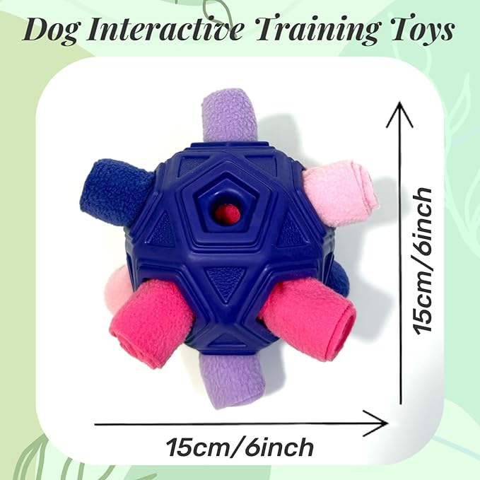 Snuffle Ball for Dog Toys Unbreakable Upgrade Ball Interactive Toy Foraging Snuffle Mat Puppy Treat Dispenser Slow Feeder Dog Puzzle Toys for Small, Medium, Large Pets (RedPink Purple)