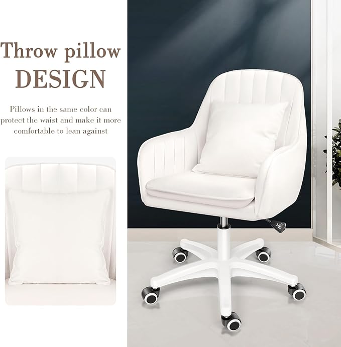 Cute Office Chair Home Computer Chairs Adjustable Task Chairs Modern Office Chair Makeup Chair 360° Swivel Computer Chair Mid Back Chair.