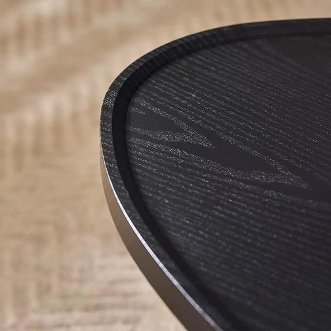 Shrine Wood Coffee Table, Walnut Table for Living Room, Metal Wood Table, 43.3" D x 21.6" W x 15.7" H, Black Wood Base & Metal Frame