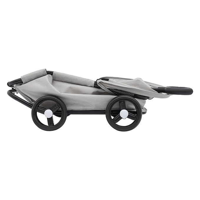 Small Dog Stroller, Pet Stroller for Shopping Walking, 4 Wheels Folding Dog Cart, for Cats/Dogs Weighing Less Than 15.43 Pounds (Grey)