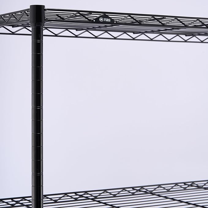 3 Tier Shelf Metal Storage Shelves Wire Rack Closet Organizers with Wheel for Garage Kitchen Bathroom Laundry Black 11.8" D x 17.7" W x 29.8" H