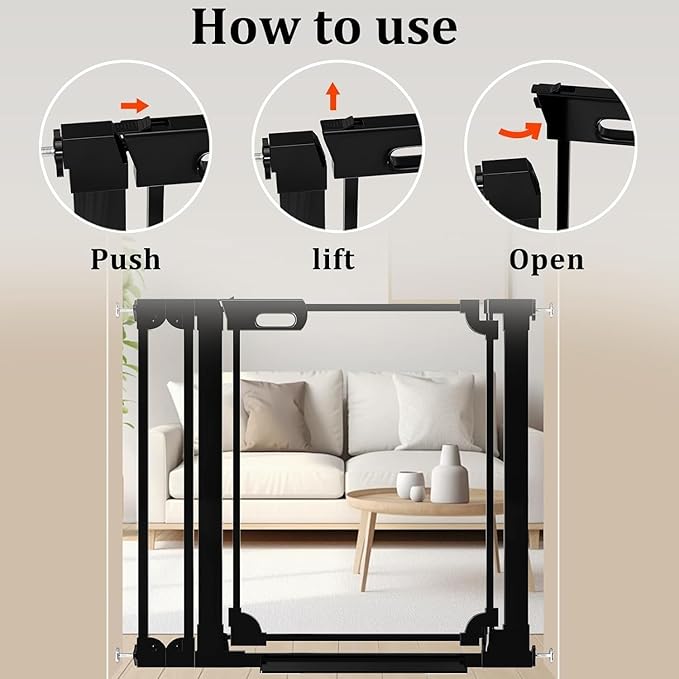 WAOWAO Clear Baby Gate for Stairs Modern Design Acrylic Auto Close Pet Gate, 48.42-57.08" Wide Safety Baby Gate for Doorways,Black Clear Dog Gates Indoor, Hallways,Kitchen