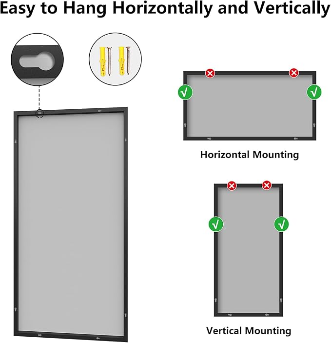 Koonmi 30"x60" Bathroom Mirror for Over Sink, Black Rectangle Bathroom Wall Mirror, Modern Large Vanity Mirror, HD Tempered Glass, Anti-Rust Aluminum Alloy Frame, for Living Room, Bedroom, Entryway