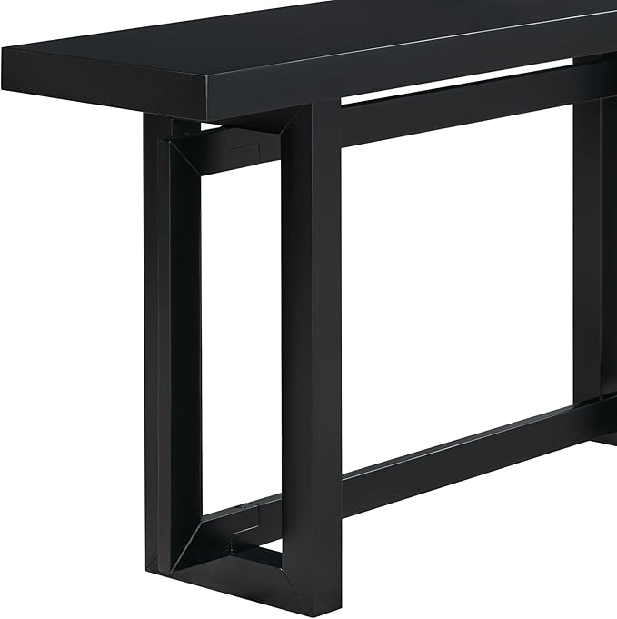 Knocbel Contemporary Console Table with Industrial-Inspired Concrete Wood Top, Minimalist Rectangular Entryway Table for Hallway Living Room Foyer Corridor, 59.1" W x 15.7" D x 31.7" H Black