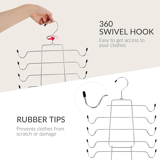 ZEDODIER 6 Pack Tank Top Hanger Space Saving, Bra Hangers for Closet Organizer, Hanging Bra Organizer Tank Tops Holder with 48 Hooks, Metal Closet Organizers and Storage Small Space Solutions, Silver