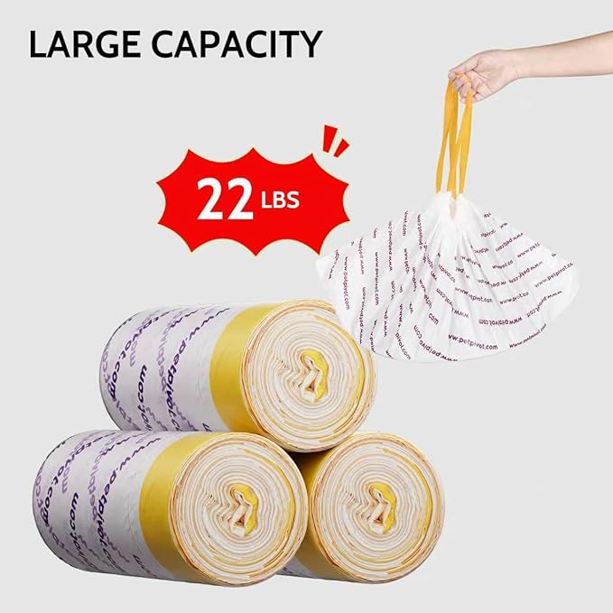 Cat Litter Box Liners 60 Pack - Compatible with Petpivot Autoscooper 11, Neakasa Drawstring Design, Heavy Duty & Leak-Proof, Replacement Waste Bags