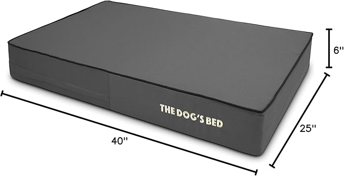 The Dog’s Bed Orthopedic Memory Foam Dog Bed, Large Grey & Black 40x25, Waterproof, Supportive Dog Bed with Replaceable Covers, Veterinary Approved