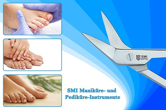 SMI 18 cm Long Handle Toenail Scissors for Seniors - Podiatrist Clippers for Disabled, Thick & Ingrown Nails - Stainless Steel Cutters