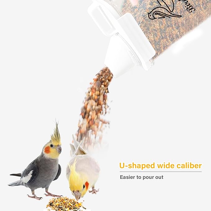 Bird Seed Storage Container Portable,2.5L/3 Qt Airtight Pet Food Container with Measuring Cup,Bird Food Container for Wild Bird Sunflower Seed-BPA Free Transparent