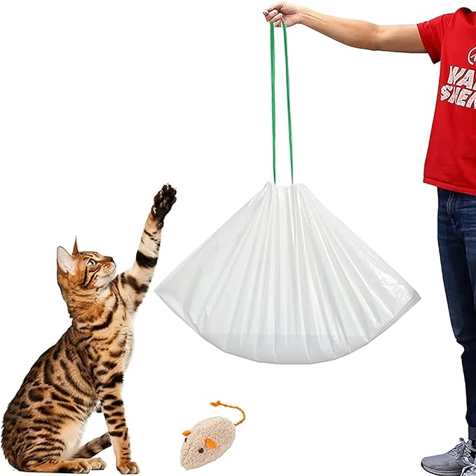 20 Count Jumbo Cat litter Box Liners, 46" x 19" Extra Large Heavy Duty Litter Pan Liner Bags with Drawstring for Pet Cat Litter Tray (Unscented)