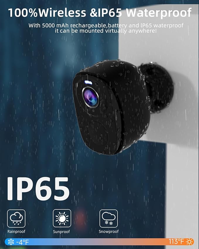 5G/2.4G WiFi Security Cameras Wireless Outdoor, 2K 5G Security Camera with AI Motion Detection, Color Night Vision, Siren, IP65, 2-Way-Audio, Support Alexa&Google Assistant, Cloud/SD (4)