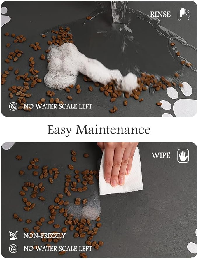 Pet Feeding Mat-Absorbent Dog Mat for Food and Water Bowl-No Stains Quick Dry Water Dispenser Mat-Dog Accessories Pet Supplies-Bowl for Messy Drinkers(Darkgrey,17"x34"