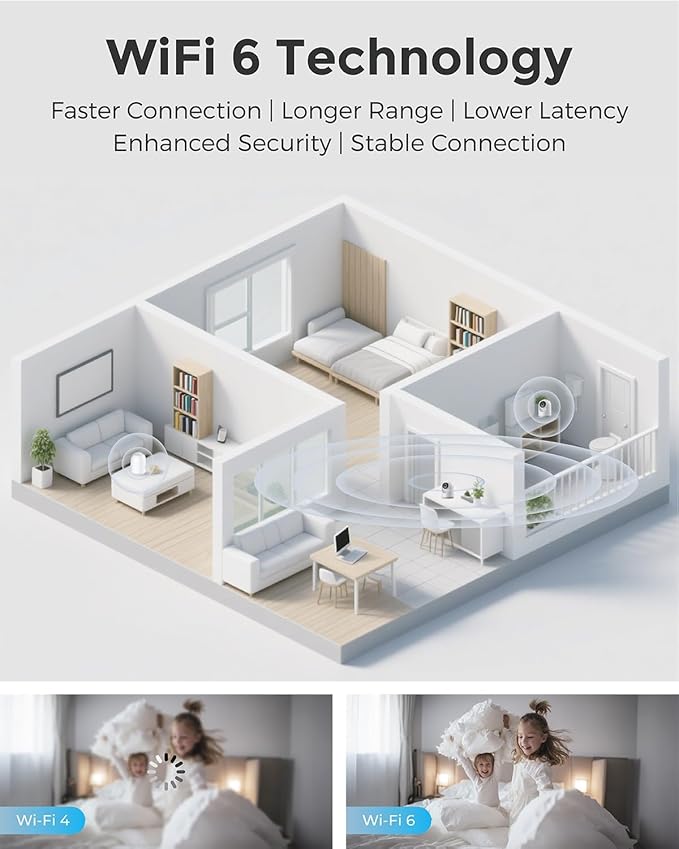 Devo Indoor Smart Cameras for Home Security 2K, 355 Pan-Tilt Human Pet Dog Baby Monitor Camera with Phone App, WiFi Home Camera Motion Detection, Color Night Vision 2-Way Audio, 256GB SD Card & Cloud