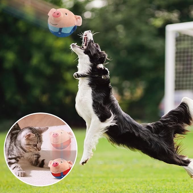 Active Moving Plush Toys, New Upgraded Interactive Squeaky Moving Toys for Small to Medium Dogs, Bouncing Washable Rabbit