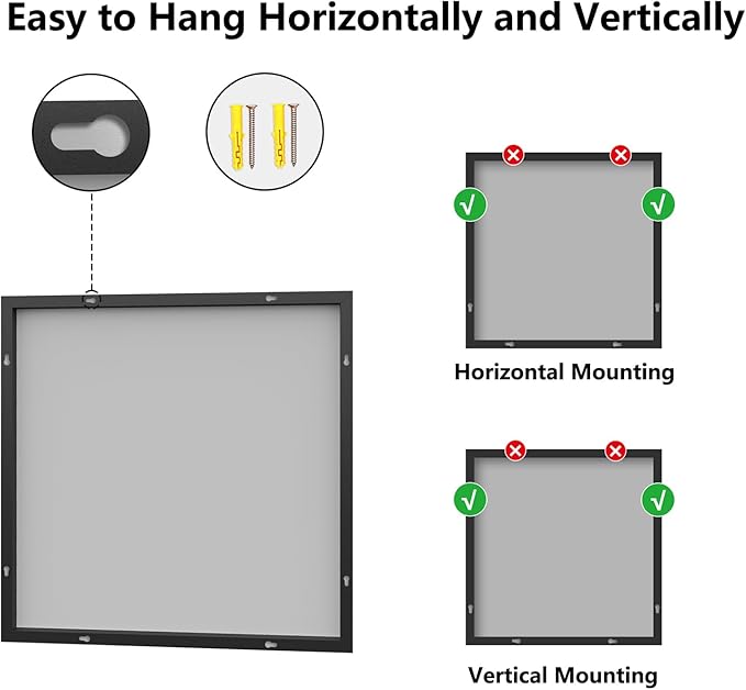 Koonmi Bathroom Mirror for Wall, 30"x30" Black Bathroom Mirror for Over Sink, Shatterproof Tempered Glass Vanity Mirror with Anti-Rust Aluminum Alloy Frame, Hang Horizontally or Vertically