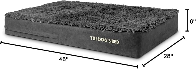 The Dog’s Bed Orthopedic Memory Foam Dog Bed, XL Grey Fur 46x28, Pain Relief for Arthritis, Hip & Elbow Dysplasia, Post Surgery, Lameness, Supportive, Calming, Waterproof Washable Cover