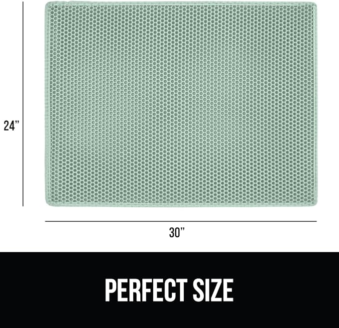 GORILLA GRIP Honeycomb Cat Litter Box Mat, Two Layer Trapping Waste Mats, Soft On Paws, Litter Box Supplies and Essentials for Indoor Cats, Traps Excess, Water Resistant for Floors, 30x24 Sage