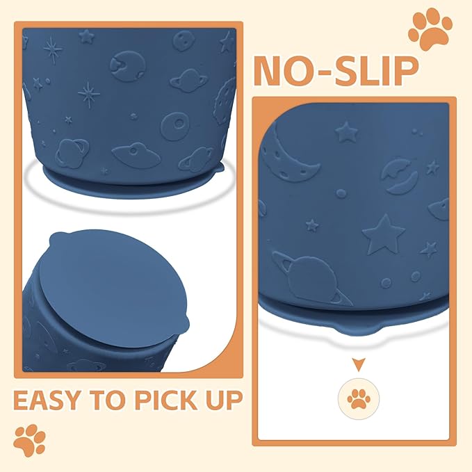 Dog Lick Bowl with Brush and Scraper, Anxiety Relief Silicone Slow Feeder Treat Dispenser, Anti-chocking Pet Dish, Non-Slip Interactive Entertainment Dog Puzzle Toy for Medium & Large-Dark Blue