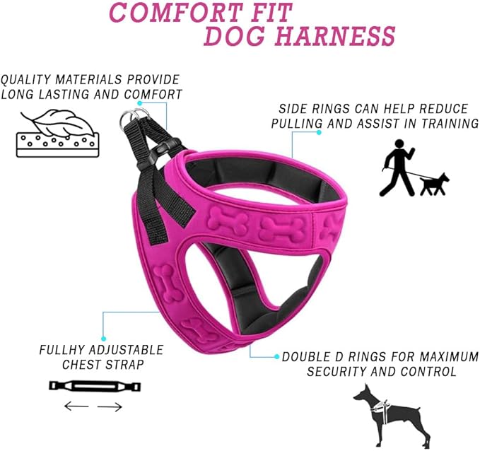 Comfort Fit No Pull Dog Harness for Small Medium & Large Dogs – Soft Padded Adjustable Buckles Step in Pet Harness with Leash Clips Reflective Straps with Easy Control & Handle Pet Vest Harness