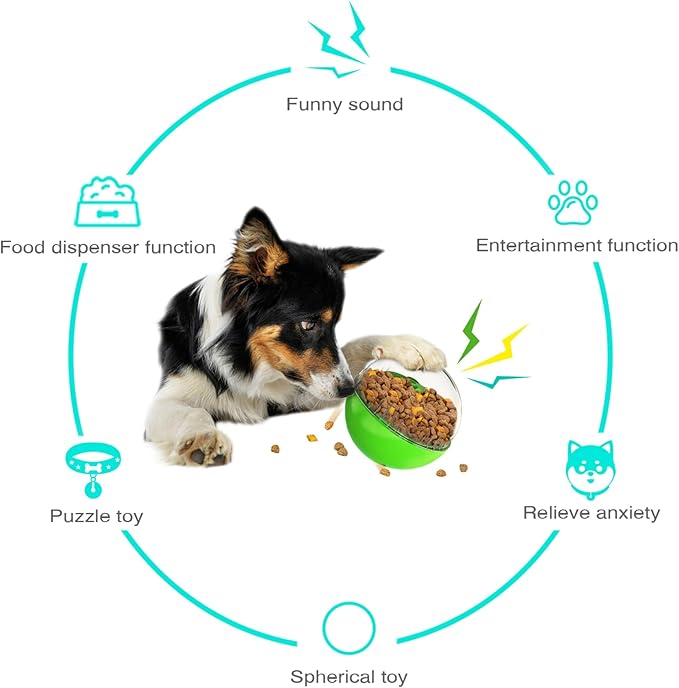 Enrichment Interactive Dog Treat Toy - Level 1 Mental Stimulation for Dogs, Dog Toys for Boredom Busy (Beginner-Green 5.6" Squeaky Ball)