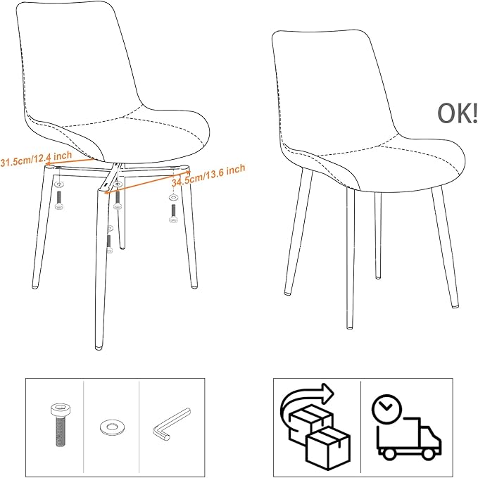 Leather Dining Chairs Set of 4, Mid Century Modern Faux Leather Kitchen & Dining Room Chairs, Comfortable Dinner Chair Kitchen Chairs for Restaurant Living Room, Cafe, Home (4, Young Colt)