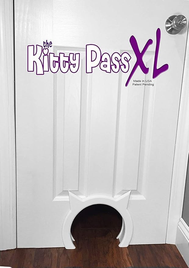 XL Cat Door for Interior Door - Cat Hole Kitty Door for Hidden Litter Box - Pet Door for Cats up to 30 lbs - Semi Gloss White Extra Large Cat Door Interior Door