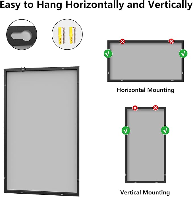 Bathroom Mirror 30"x50" Matte Black Rectangle Bathroom Wall Mirror for Over Sink, Modern Large Vanity Mirror, HD Tempered Glass, Anti-Rust Aluminum Alloy Frame, for Living Room, Bedroom, Entryway