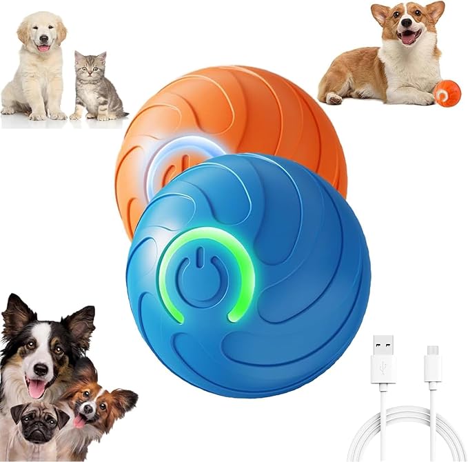 Smart Jumping Ball Toy for Dogs, Duraspin Dog Bouncing Ball, Interactive Bouncing Toys for Puppy Toys (2Pack-Orange & Bule)