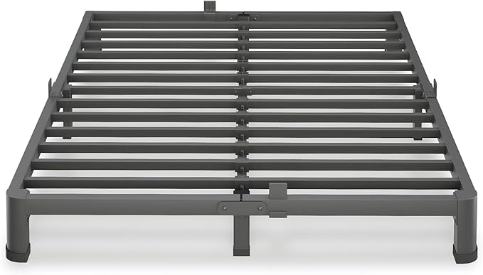 4 Inch Full Size Bed Frame, 3500Lbs Heavy Duty Metal Platform with Round Corner Legs Mattress Slide Stopper, Steel Slat Support No Box Spring Needed, Noise Free, Non-Slip, Easy Assembly