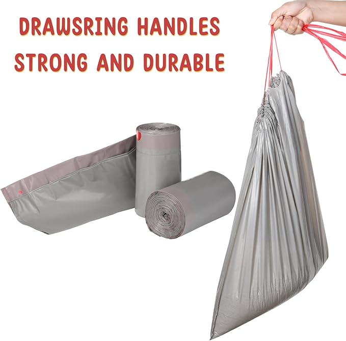 Tinlade 50 Count Jumbo Cat Litter Box Liners Large Drawstring Cat Litter Liners Bags Unscented Tear Resistant for Trash Waste to Keep Your Home Clean(39 x 22 Inch,Gray, Red)
